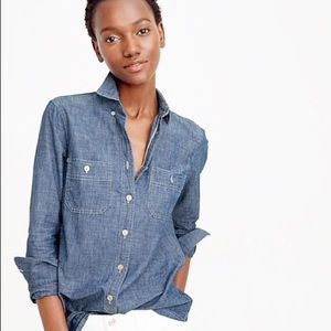 J Crew Blue Selvedge Chambray Button-Down Shirt
